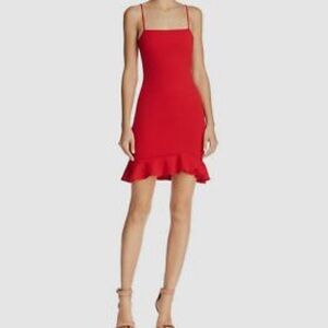 Bloomingdale’s Red Ruffle Hem Mini Dress